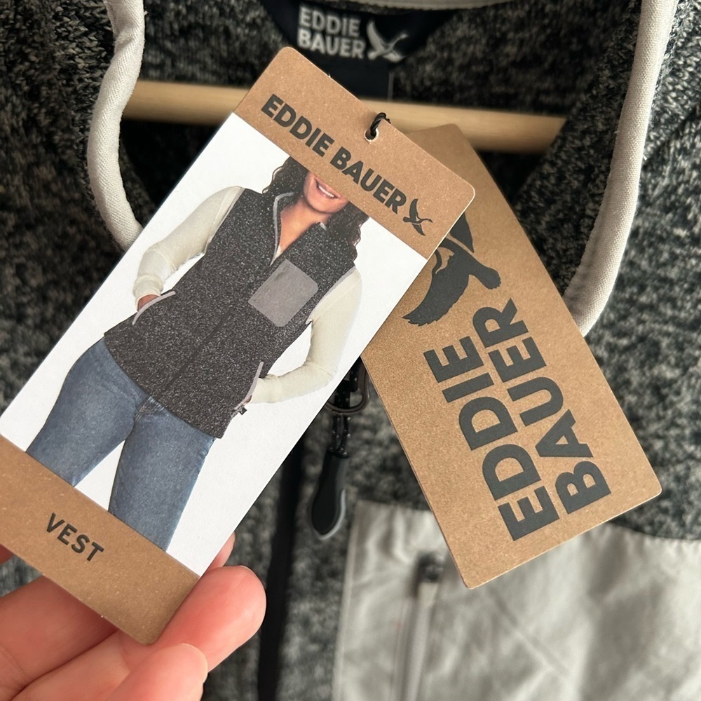 Eddie Bauer Gray Knit Oversized Granola Vest XXL Outdoor Granpa - Picture 12 of 14